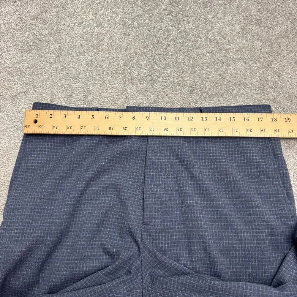 Banana Republic Slim Fit Dress Pants Mens 36x34 Blue Grid Check Stretch Trouser